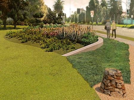 A landscape with a lawn and trees

Description automatically generated